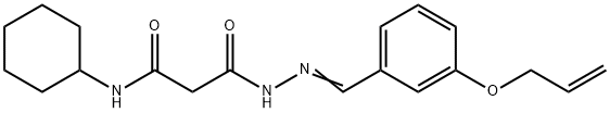 3-{2-[3-(allyloxy)benzylidene]hydrazino}-N-cyclohexyl-3-oxopropanamide,331431-32-4,结构式