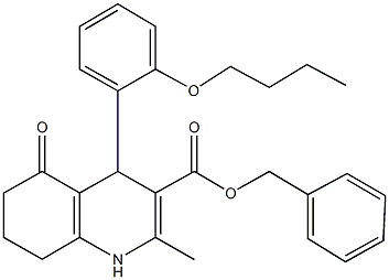 phenylmethyl 4-[2-(butyloxy)phenyl]-2-methyl-5-oxo-1,4,5,6,7,8-hexahydroquinoline-3-carboxylate Structure
