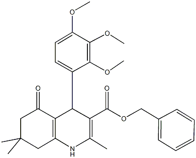 phenylmethyl 2,7,7-trimethyl-5-oxo-4-[2,3,4-tris(methyloxy)phenyl]-1,4,5,6,7,8-hexahydroquinoline-3-carboxylate Struktur
