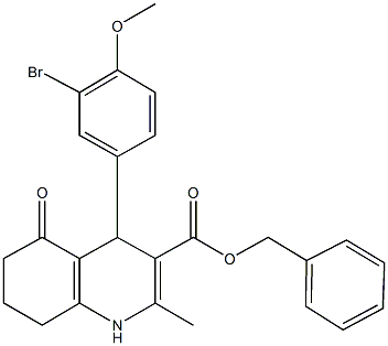 phenylmethyl 4-[3-bromo-4-(methyloxy)phenyl]-2-methyl-5-oxo-1,4,5,6,7,8-hexahydroquinoline-3-carboxylate,331443-12-0,结构式