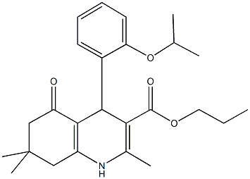 propyl 2,7,7-trimethyl-4-{2-[(1-methylethyl)oxy]phenyl}-5-oxo-1,4,5,6,7,8-hexahydroquinoline-3-carboxylate 结构式