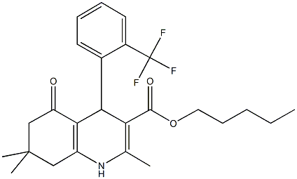 pentyl 2,7,7-trimethyl-5-oxo-4-[2-(trifluoromethyl)phenyl]-1,4,5,6,7,8-hexahydroquinoline-3-carboxylate Structure