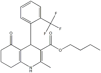 butyl 2-methyl-5-oxo-4-[2-(trifluoromethyl)phenyl]-1,4,5,6,7,8-hexahydroquinoline-3-carboxylate,331443-22-2,结构式