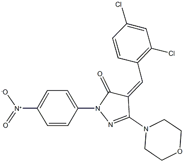 4-(2,4-dichlorobenzylidene)-2-{4-nitrophenyl}-5-(4-morpholinyl)-2,4-dihydro-3H-pyrazol-3-one 化学構造式