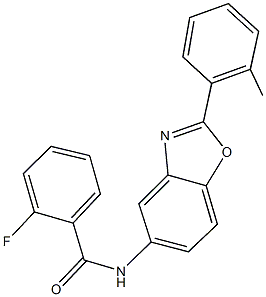 2-fluoro-N-[2-(2-methylphenyl)-1,3-benzoxazol-5-yl]benzamide 结构式