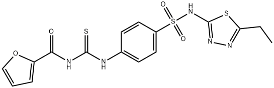 N-(5-ethyl-1,3,4-thiadiazol-2-yl)-4-{[(2-furoylamino)carbothioyl]amino}benzenesulfonamide 化学構造式