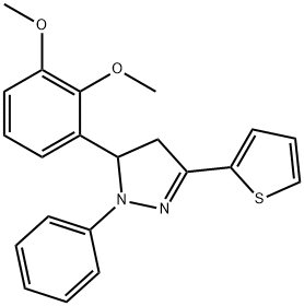 5-(2,3-dimethoxyphenyl)-1-phenyl-3-(2-thienyl)-4,5-dihydro-1H-pyrazole 结构式