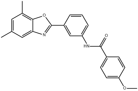 N-[3-(5,7-dimethyl-1,3-benzoxazol-2-yl)phenyl]-4-methoxybenzamide 化学構造式