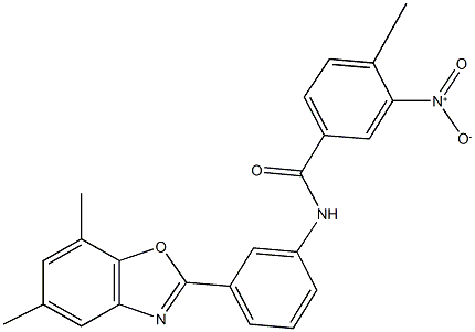 N-[3-(5,7-dimethyl-1,3-benzoxazol-2-yl)phenyl]-3-nitro-4-methylbenzamide 化学構造式