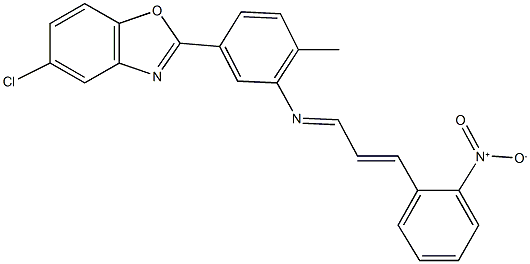 5-chloro-2-{3-[(3-{2-nitrophenyl}-2-propenylidene)amino]-4-methylphenyl}-1,3-benzoxazole 结构式