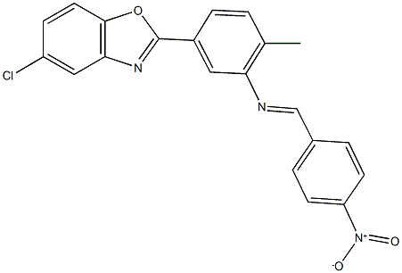 5-chloro-2-[3-({4-nitrobenzylidene}amino)-4-methylphenyl]-1,3-benzoxazole 结构式