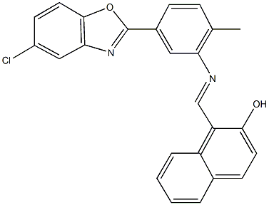 1-({[5-(5-chloro-1,3-benzoxazol-2-yl)-2-methylphenyl]imino}methyl)-2-naphthol 结构式