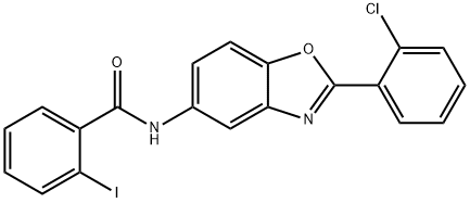 N-[2-(2-chlorophenyl)-1,3-benzoxazol-5-yl]-2-iodobenzamide 化学構造式