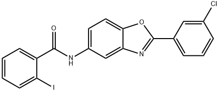 N-[2-(3-chlorophenyl)-1,3-benzoxazol-5-yl]-2-iodobenzamide 化学構造式