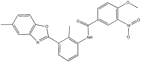 3-nitro-4-methoxy-N-[2-methyl-3-(5-methyl-1,3-benzoxazol-2-yl)phenyl]benzamide Structure