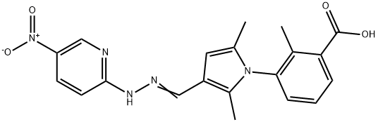 3-[3-(2-{5-nitro-2-pyridinyl}carbohydrazonoyl)-2,5-dimethyl-1H-pyrrol-1-yl]-2-methylbenzoic acid,331452-16-5,结构式