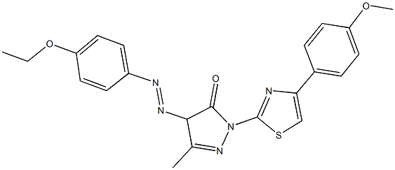 4-[(4-ethoxyphenyl)diazenyl]-2-[4-(4-methoxyphenyl)-1,3-thiazol-2-yl]-5-methyl-2,4-dihydro-3H-pyrazol-3-one 化学構造式