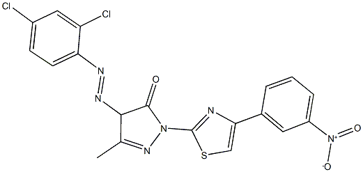 4-[(2,4-dichlorophenyl)diazenyl]-2-(4-{3-nitrophenyl}-1,3-thiazol-2-yl)-5-methyl-2,4-dihydro-3H-pyrazol-3-one Structure