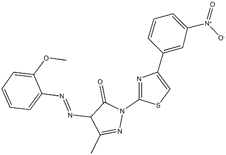 2-(4-{3-nitrophenyl}-1,3-thiazol-2-yl)-4-[(2-methoxyphenyl)diazenyl]-5-methyl-2,4-dihydro-3H-pyrazol-3-one Structure