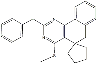 2-benzyl-4-(methylsulfanyl)-5,6-dihydrospiro(benzo[h]quinazoline-5,1'-cyclopentane) Struktur