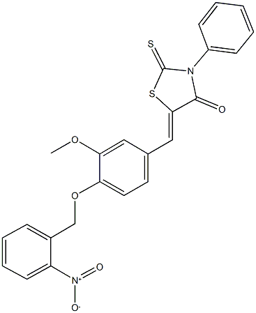 5-[4-({2-nitrobenzyl}oxy)-3-methoxybenzylidene]-3-phenyl-2-thioxo-1,3-thiazolidin-4-one Structure