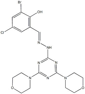 3-bromo-5-chloro-2-hydroxybenzaldehyde [4,6-di(4-morpholinyl)-1,3,5-triazin-2-yl]hydrazone Structure