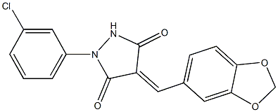 4-(1,3-benzodioxol-5-ylmethylene)-1-(3-chlorophenyl)-3,5-pyrazolidinedione Structure