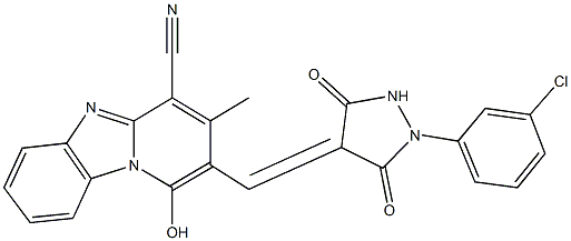 2-{[1-(3-chlorophenyl)-3,5-dioxo-4-pyrazolidinylidene]methyl}-1-hydroxy-3-methylpyrido[1,2-a]benzimidazole-4-carbonitrile,331464-71-2,结构式