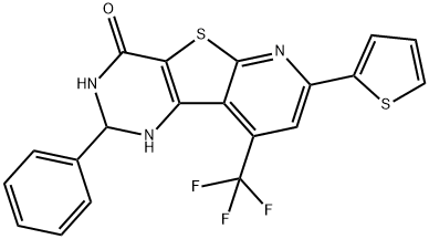 2-phenyl-7-(2-thienyl)-9-(trifluoromethyl)-2,3-dihydropyrido[3',2':4,5]thieno[3,2-d]pyrimidin-4(1H)-one,331466-74-1,结构式