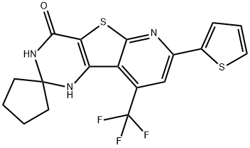 7'-(2-thienyl)-9'-(trifluoromethyl)-2',3'-dihydrospiro(cyclopentane-1,2'-pyrido[3',2':4,5]thieno[3,2-d]pyrimidine)-4'(1'H)-one Structure