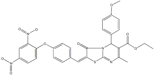 ethyl 2-(4-{2,4-bisnitrophenoxy}benzylidene)-5-(4-methoxyphenyl)-7-methyl-3-oxo-2,3-dihydro-5H-[1,3]thiazolo[3,2-a]pyrimidine-6-carboxylate Structure