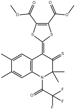 dimethyl 2-(2,2,6,7-tetramethyl-3-thioxo-1-(trifluoroacetyl)-2,3-dihydroquinolin-4(1H)-ylidene)-1,3-dithiole-4,5-dicarboxylate|