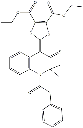 331640-20-1 diethyl 2-(2,2-dimethyl-1-(phenylacetyl)-3-thioxo-2,3-dihydro-4(1H)-quinolinylidene)-1,3-dithiole-4,5-dicarboxylate