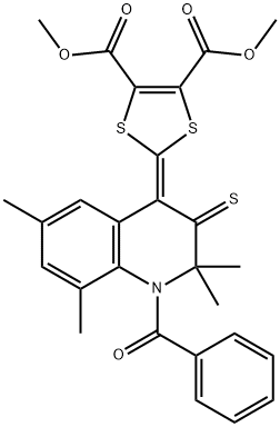 dimethyl 2-(1-benzoyl-2,2,6,8-tetramethyl-3-thioxo-2,3-dihydro-4(1H)-quinolinylidene)-1,3-dithiole-4,5-dicarboxylate Struktur