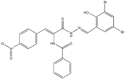 N-(1-{[2-(3,5-dibromo-2-hydroxybenzylidene)hydrazino]carbonyl}-2-{4-nitrophenyl}vinyl)benzamide Struktur
