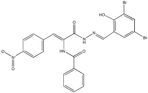 N-(1-{[2-(3,5-dibromo-2-hydroxybenzylidene)hydrazino]carbonyl}-2-{4-nitrophenyl}vinyl)benzamide Structure