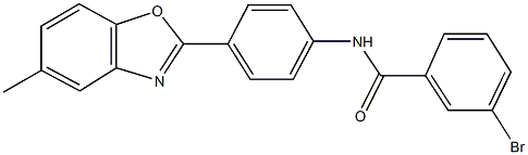 3-bromo-N-[4-(5-methyl-1,3-benzoxazol-2-yl)phenyl]benzamide 化学構造式