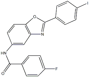 4-fluoro-N-[2-(4-iodophenyl)-1,3-benzoxazol-5-yl]benzamide 结构式