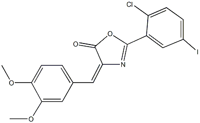 2-(2-chloro-5-iodophenyl)-4-(3,4-dimethoxybenzylidene)-1,3-oxazol-5(4H)-one 结构式