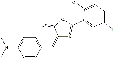 2-(2-chloro-5-iodophenyl)-4-[4-(dimethylamino)benzylidene]-1,3-oxazol-5(4H)-one 结构式