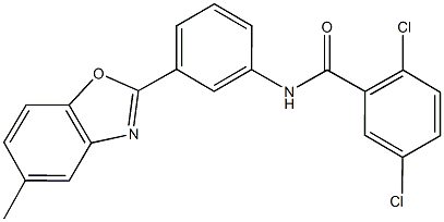 2,5-dichloro-N-[3-(5-methyl-1,3-benzoxazol-2-yl)phenyl]benzamide 化学構造式