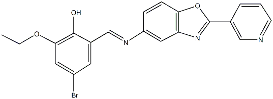 4-bromo-2-ethoxy-6-({[2-(3-pyridinyl)-1,3-benzoxazol-5-yl]imino}methyl)phenol Structure