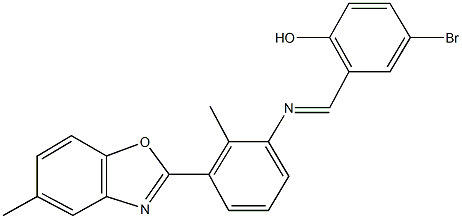 4-bromo-2-({[2-methyl-3-(5-methyl-1,3-benzoxazol-2-yl)phenyl]imino}methyl)phenol Structure