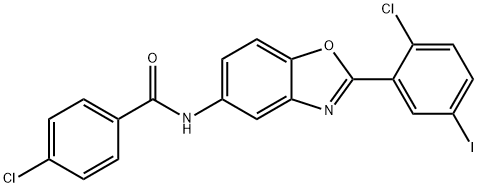 4-chloro-N-[2-(2-chloro-5-iodophenyl)-1,3-benzoxazol-5-yl]benzamide Structure
