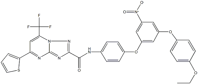N-(4-{3-(4-ethoxyphenoxy)-5-nitrophenoxy}phenyl)-5-(2-thienyl)-7-(trifluoromethyl)[1,2,4]triazolo[1,5-a]pyrimidine-2-carboxamide Structure