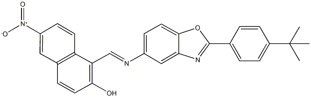 1-({[2-(4-tert-butylphenyl)-1,3-benzoxazol-5-yl]imino}methyl)-6-nitro-2-naphthol Struktur