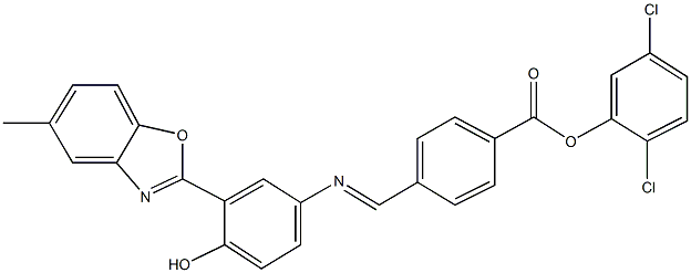 2,5-dichlorophenyl 4-({[4-hydroxy-3-(5-methyl-1,3-benzoxazol-2-yl)phenyl]imino}methyl)benzoate Structure