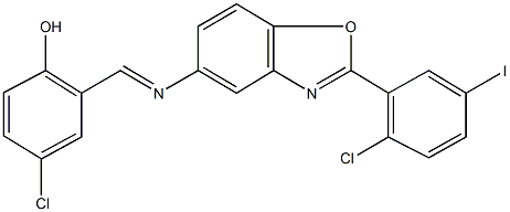 4-chloro-2-({[2-(2-chloro-5-iodophenyl)-1,3-benzoxazol-5-yl]imino}methyl)phenol,331656-81-6,结构式