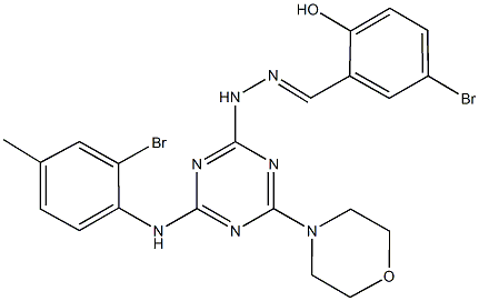 5-bromo-2-hydroxybenzaldehyde [4-(2-bromo-4-methylanilino)-6-(4-morpholinyl)-1,3,5-triazin-2-yl]hydrazone Structure