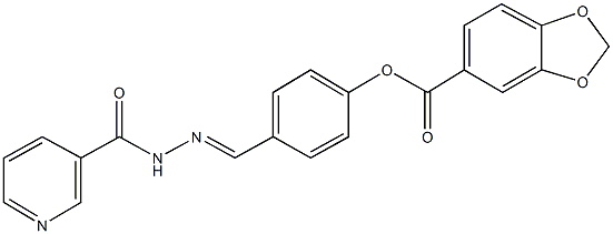 4-[2-(3-pyridinylcarbonyl)carbohydrazonoyl]phenyl 1,3-benzodioxole-5-carboxylate 结构式